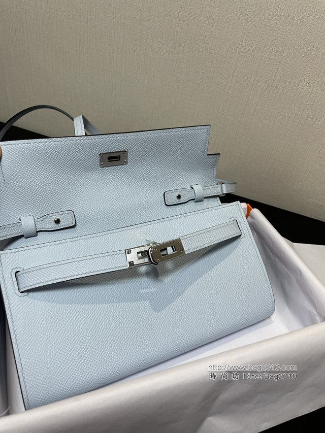 Hermes女包 愛馬仕Kelly woc小挎包 霧霾藍epsom皮凱麗斜挎包  tdh2320